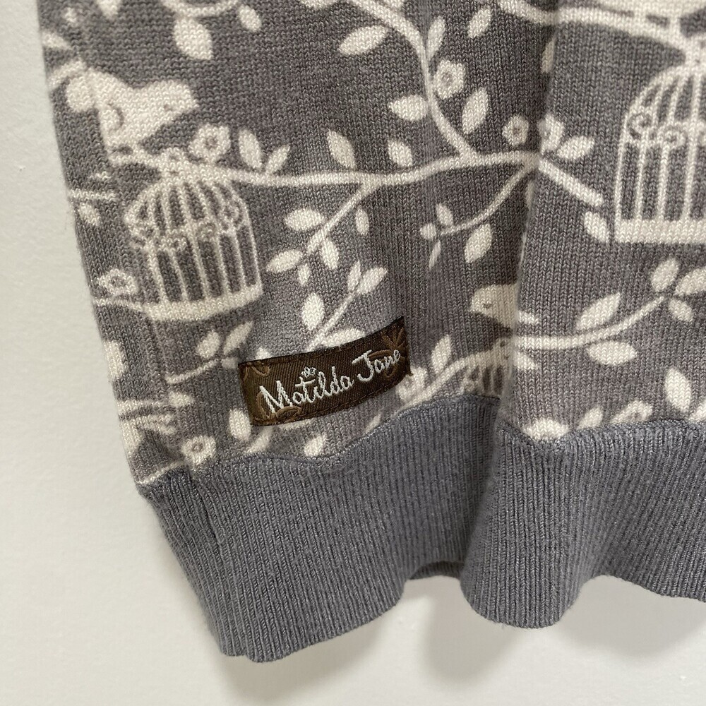 Matilda Jane 10 Secret Fields Winter Wonderland Bird Print Grey Cardigan Sweater - Picture 6 of 6